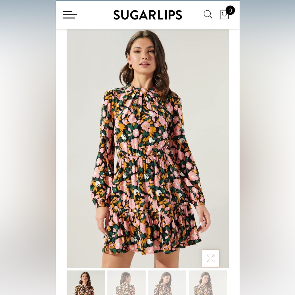 NWT Sugarlips, multi-colored, long sleeve and high-neck dress.